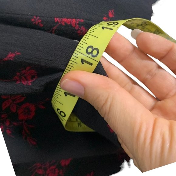 Vintage 90s Black Red Long Sleeve Button Up High Slit Long Top Large - Picture 9 of 10